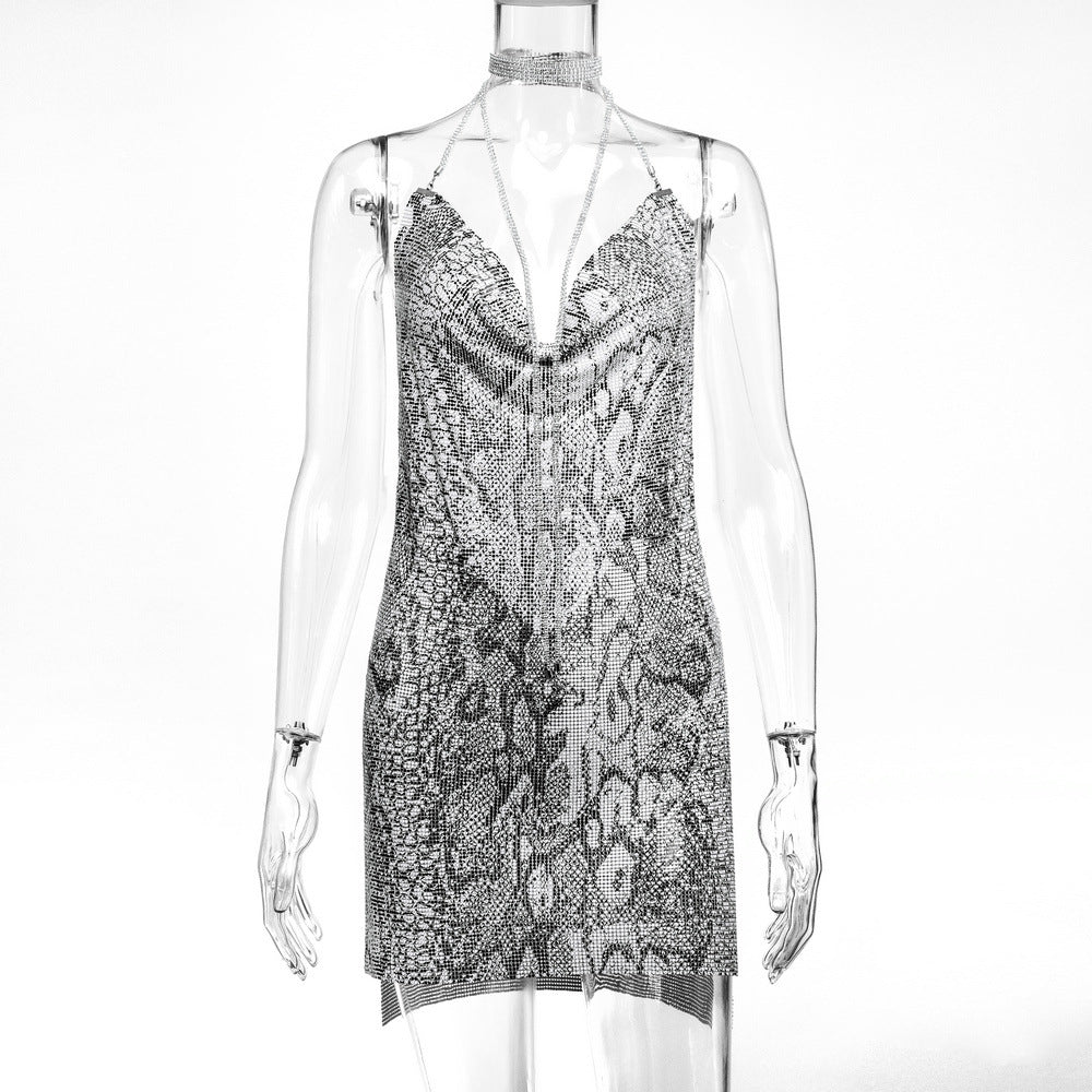 Metal Sequins Dress Rhinestone Women
