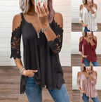 Sexy Summer Half Sleeve Lace Shirt Women Casual Zipper