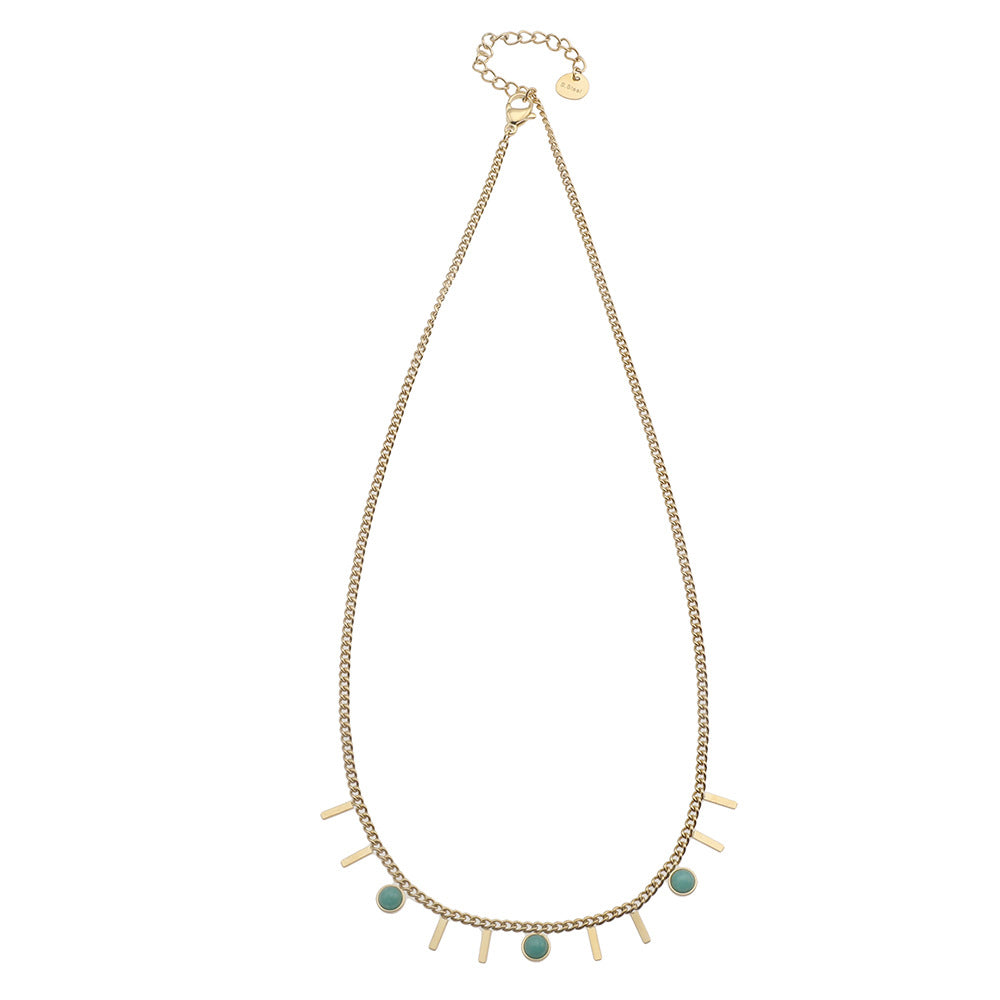 Fashion Necklace 14K Gold Plated Stainless Steel Zircon Pendant Necklace Jewelry Women