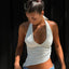 Halter Strap Irregular Solid Color Vest Top For Women