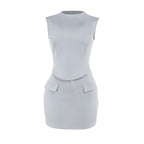 Women's Fashion Bag Cover Top Mid-length Dress Set