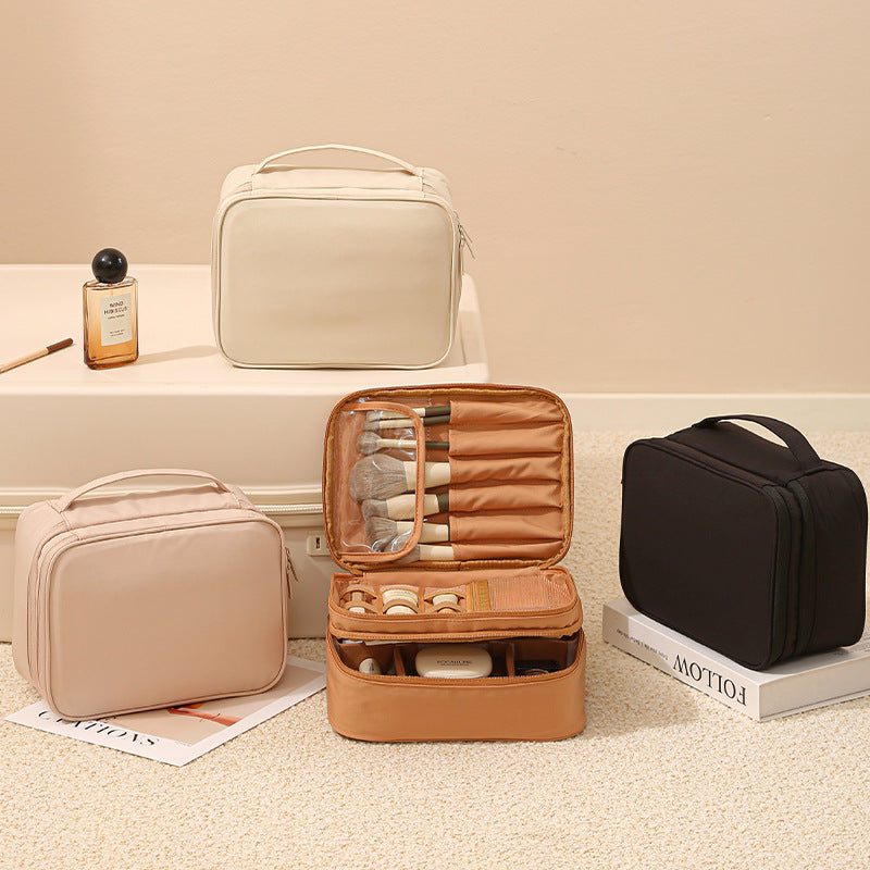 Portable Oxford Cloth Makeup Bag With Dividers