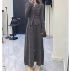 Elegant Pleated High Waist Two-piece Set Sweater Suit