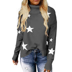 Knitted Sweater Women XINGX Pattern Turtleneck Long Sleeve Pullover Women's Sweater