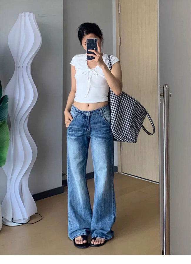 American Retro Flared Jeans For Women In Spring And Autumn Main Image