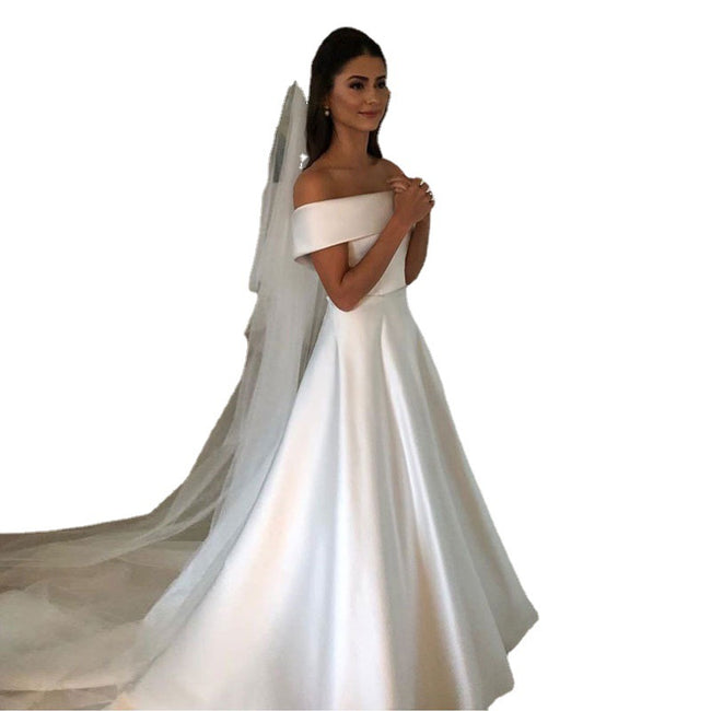 Women's Wedding Dress Off-neck Simple Dress Main Image