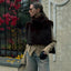 New Solid Color Half Turtleneck Sleeveless Fur Vest For Women