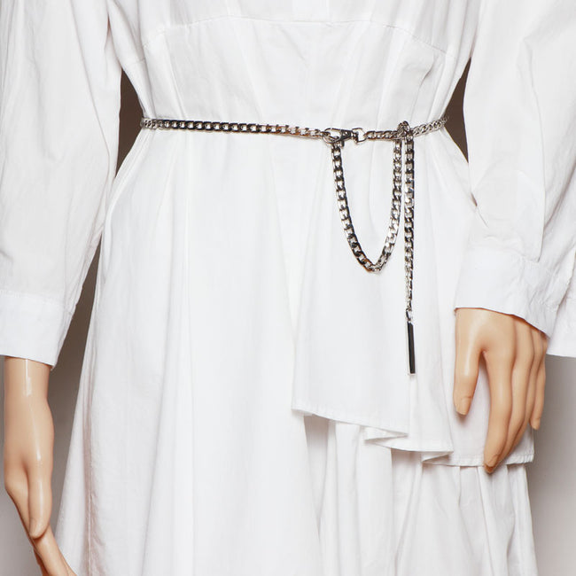 Korean Style Fashion Decorative Skirt With Gold Metal Belt Hover Image