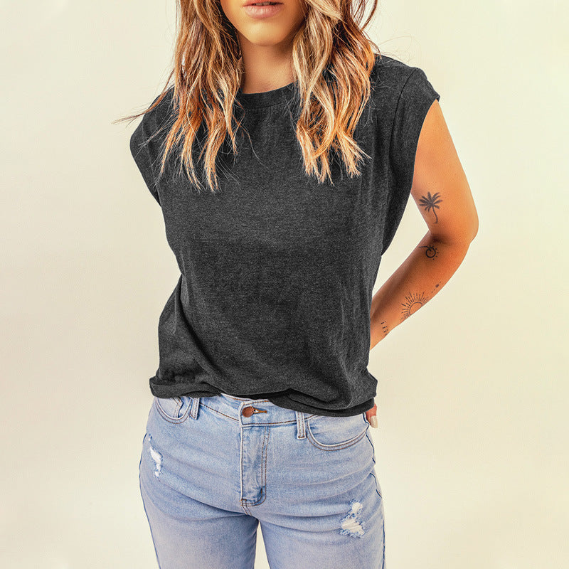 European And American Summer Loose Knitted Bottoming Shirt Sleeveless Round Neck Shirt Women