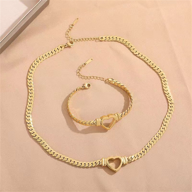 Personalized Love Chain Necklace Bracelet For Women Fashion Titanium Steel Non-fading Clavicle Chain Jewelry Main Image