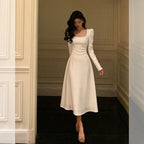 French-style Sophisticated Black Dress For Women