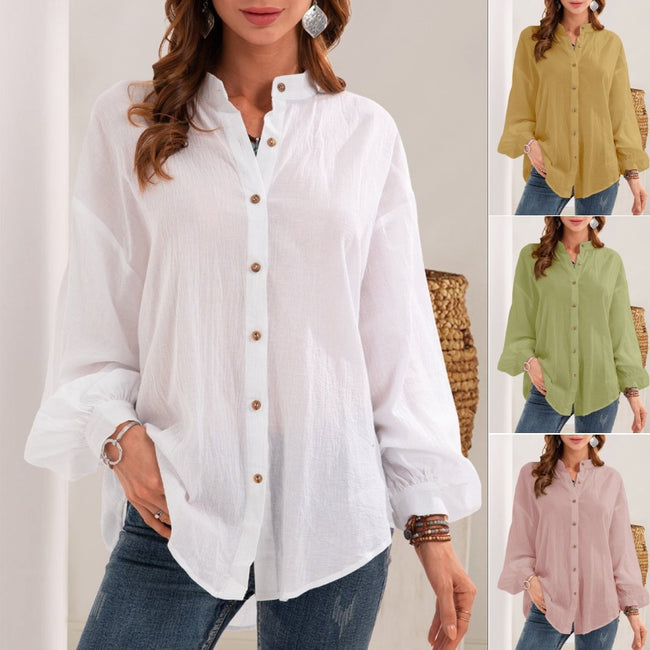 New Style Long-sleeved Shirt Cotton Linen Shirt Cardigan Women Main Image