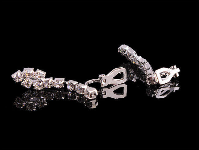 4 Pieces Rhinestones Necklace Set With Earrings Ring And Bracelet Fashion Jewelry For Women Main Image