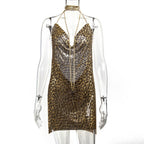 Metal Sequins Dress Rhinestone Women