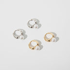 Simple C Shape Stud Earrings For Women Exquisite Pearl Round Crystal Jewelry