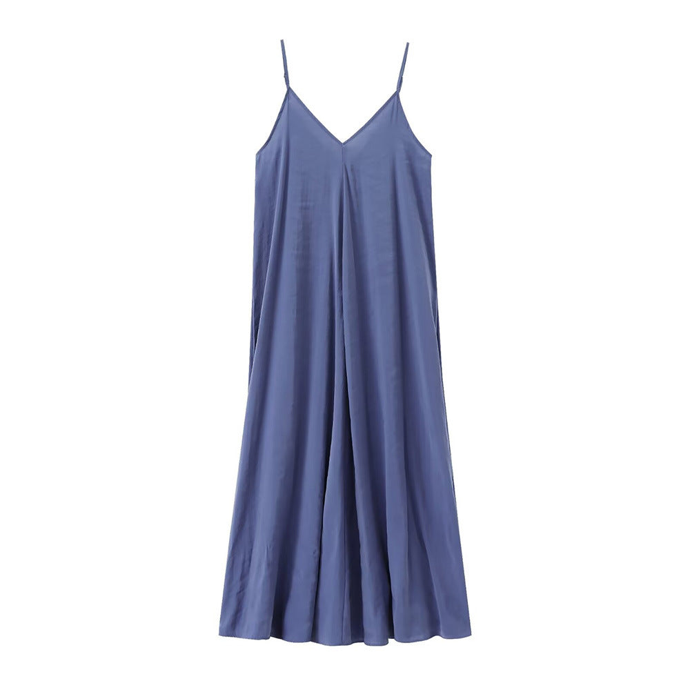 All-matching Camisole Elegant Midi Skirt Dress Solid Color