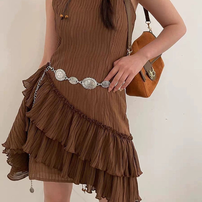 Bohemian Antique Style Metal Waist Chain SUNFLOWER Belt Main Image