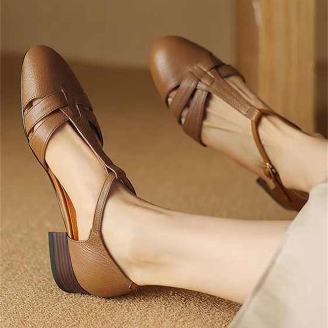 Retro Soft Sheep Leather Bag Head Sandals For Women Hover Image