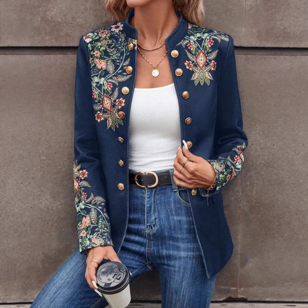 Blazer élégant brodé floral pour femmes