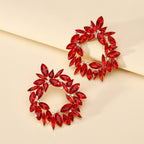 Crystal Wreath Stud Earrings For Women Sparkly Rhinestone Statement Floral Multicolor Jewelry Party Wedding Bridal Prom