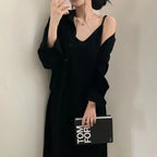 Retro Anti-aging Sling Dress Two-piece Set For Women