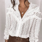 New Fashion Sexy Cut Out Lace Shirt For Women