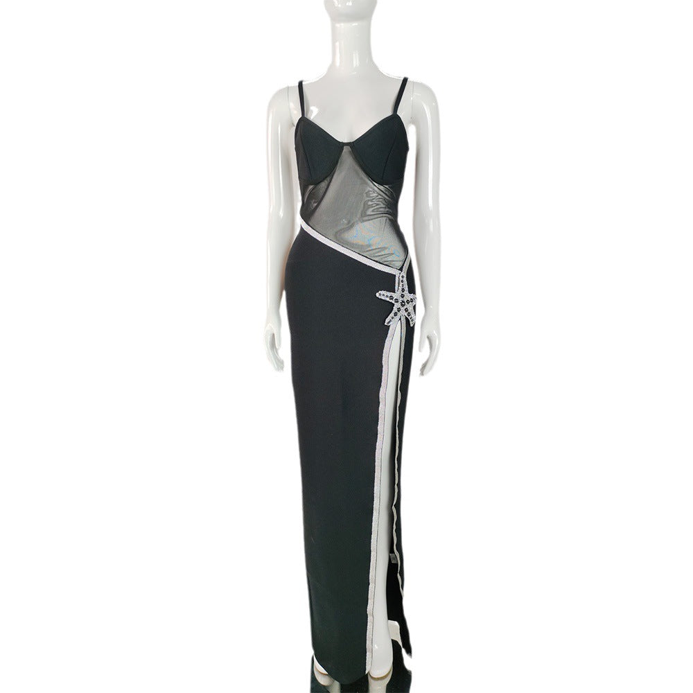 High Slit Shell Bandage Dress