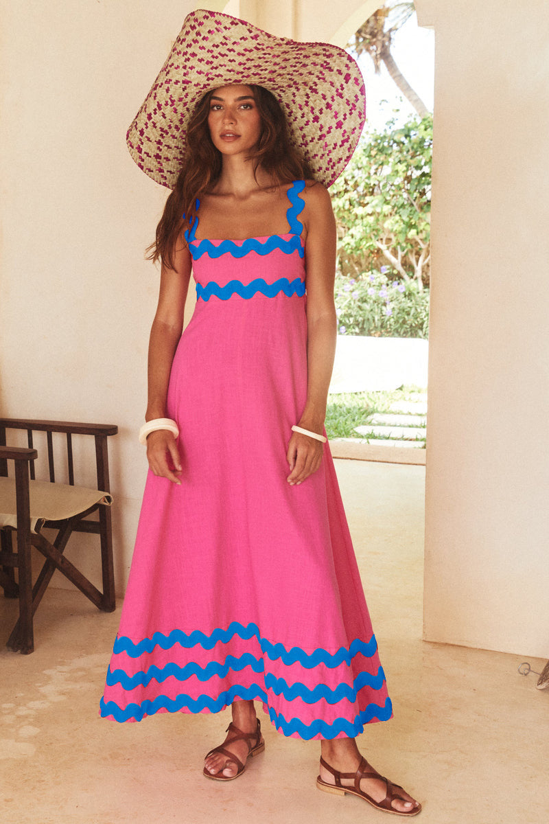 Women's SpringSummer New Suspender Printed Long Dress