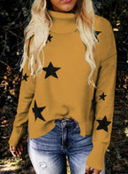 Knitted Sweater Women XINGX Pattern Turtleneck Long Sleeve Pullover Women's Sweater