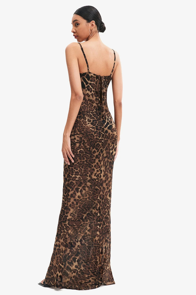 Slip Back Leopard Print Dress With Straps Main Image