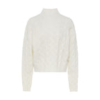 Mock Neck Cable-knit Sweater Loose Pullover Women