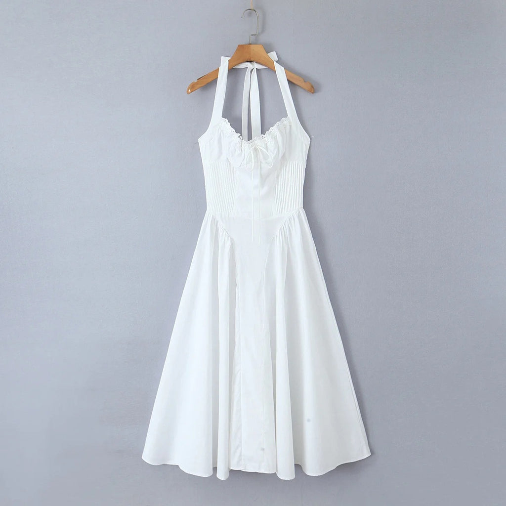 Fashion French Floral Halter Dress Women