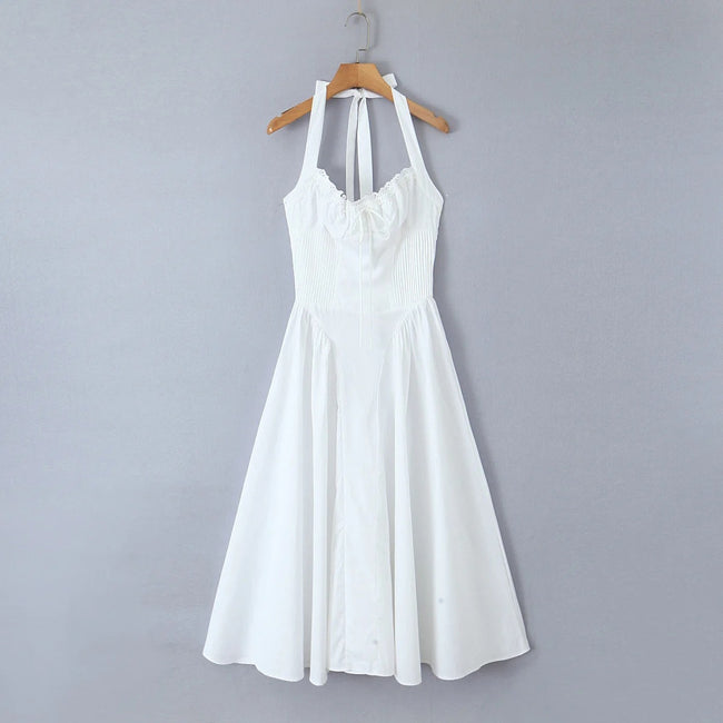 Fashion French Floral Halter Dress Women Hover Image