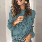 Hot-selling horn sleeve long sleeve hollow lace shirt women