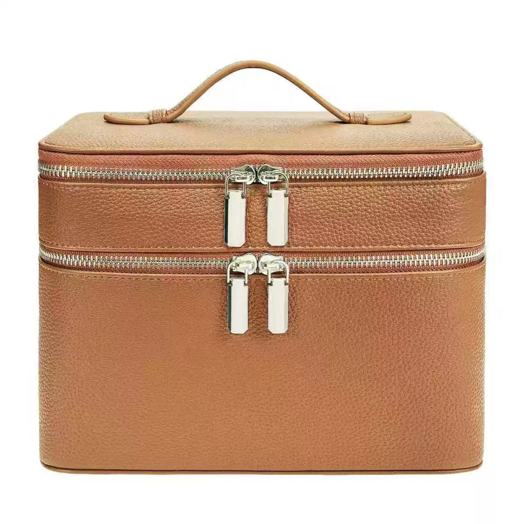 New Double-layer Large-capacity PU Portable Makeup Bag