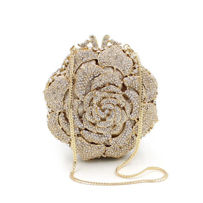 Women's Rose Rhinestone Bag Hollow Clutch Hover Image