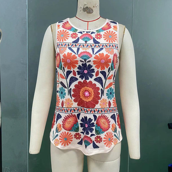 Summer Sleeveless Floral Vest For Women Main Image
