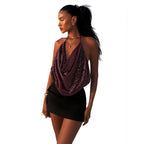 Sexy Halter Lace-up Backless Sequined Vest For Women