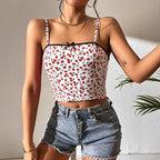 Womens Slim-fit Lace-trimmed Printed Camisole
