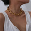 Boho Choker Necklace Gold Cuban Link Necklaces Chain Fashion Jewelry For Women And Girls