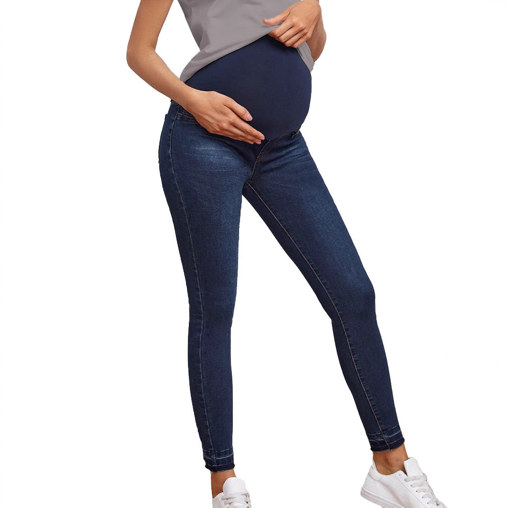 Pregnant Women High Waist Belly Support Denim Trousers