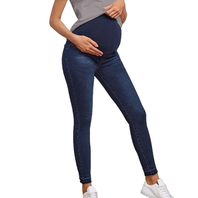 Pregnant Women High Waist Belly Support Denim Trousers Main Image