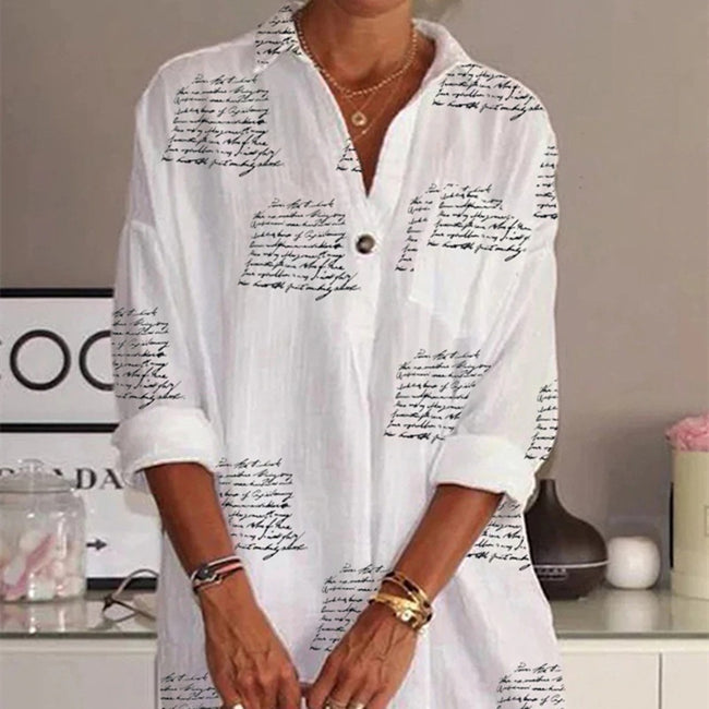 Women's Blouses Bohemian Knee Length Blouses Loose Neck Button Casual V Neck Blouses Main Image