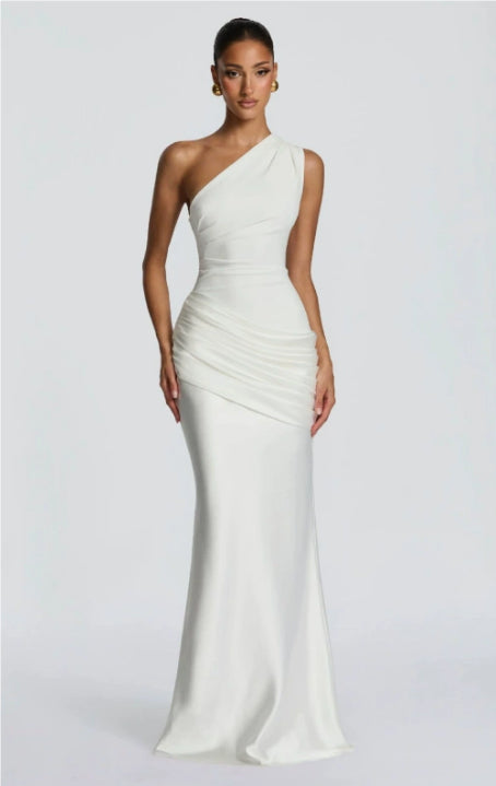 Elegant Womens Long One-Shoulder Dress