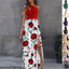 Rose Print Split Dress Summer Fashion One-shoulder Long Dress Womens Clothing
