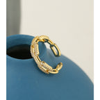 Zircon Chains Encrusted Gold Ladies' Rings