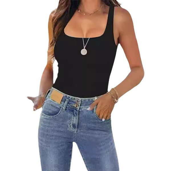 Summer Fashion Sleeveless Vest Square Collar Vest For Women