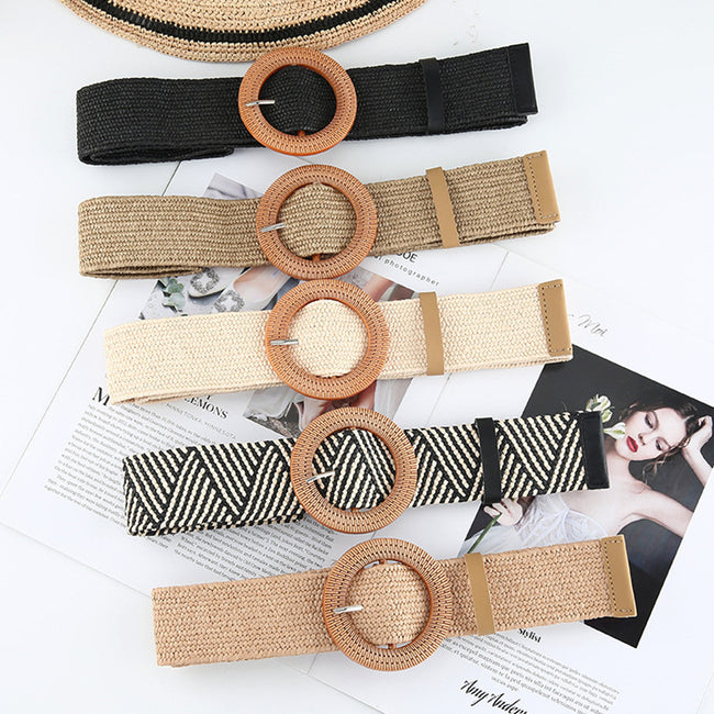 Cotton And Linen Straw Woven Belt Women Hover Image