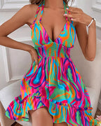 Hot-selling Floral-print Strap Casual Dress