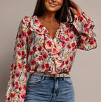 SpringSummer Western-style Fashionable Printed Blouse For Women